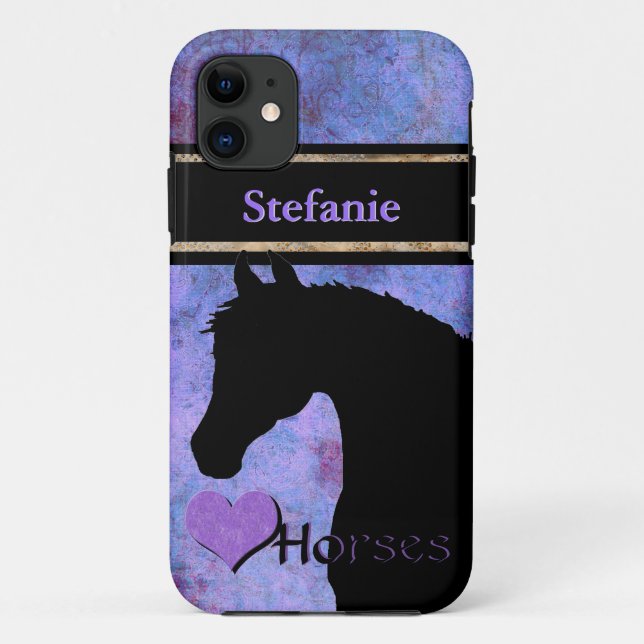Herzpferde III (lila/blau) Case-Mate iPhone Hülle (Rückseite)