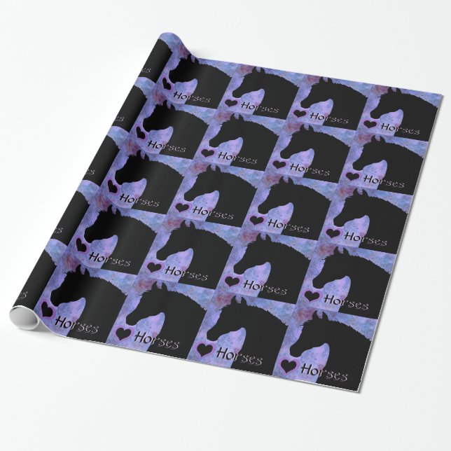 Herzpferde III (lila/blau) Geschenkpapier (Ungerollt)