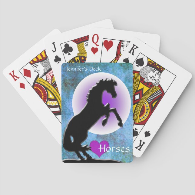 Herzpferde V (blau/grün) Spielkarten (Rückseite)