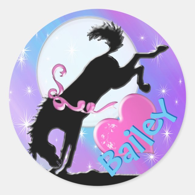 Herzpferde VII (farbenfrohe Haze) Runder Aufkleber (Vorderseite)