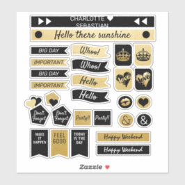 Herzplaner für Liebe in Gold und Schwarz Aufkleber