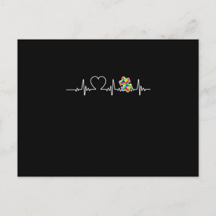 Herzpuzzle Herzschlag Coole Autismus Bewusstsein Ankündigungspostkarte