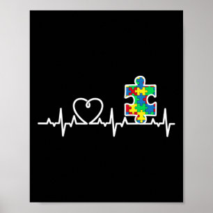 Herzpuzzle Herzschlag Coole Autismus Bewusstsein Poster