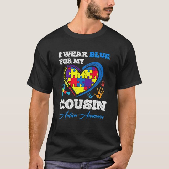 Herzpuzzle Ich trage Blau für meinen Cousin Autism T-Shirt (Vorderseite)
