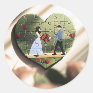 Herzpuzzle Romantischer Aufkleber