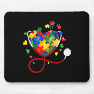 Herzpuzzle Stethoscope Er Rn CNA Nurse Autismus Aw Mousepad