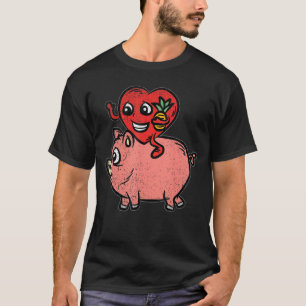 Herzrasen Schweinefleisch Valentinstag Niedlich La T-Shirt