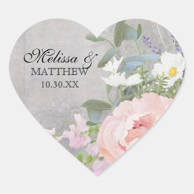 Herzromantik BOHO Rustikale Woodsy Bläsernbahn Kun Herz-Aufkleber (Vorderseite)