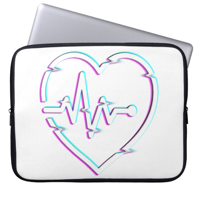 Herzschläfer Karo Neoprene Laptopschutzhülle (Vorderseite)