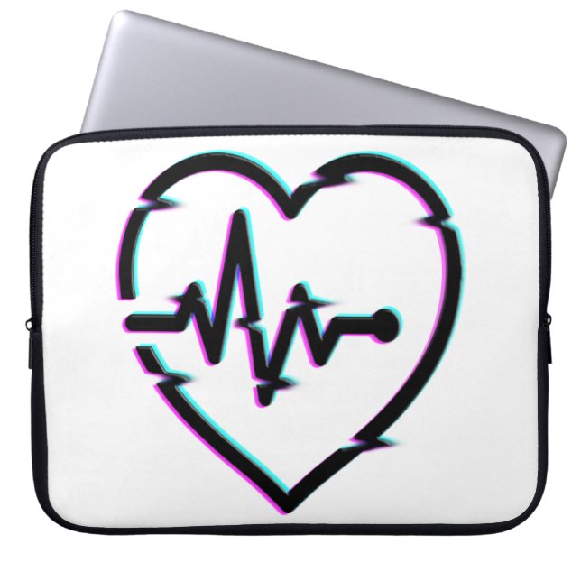 Herzschläfer Karo Neoprene Laptopschutzhülle (Vorderseite)