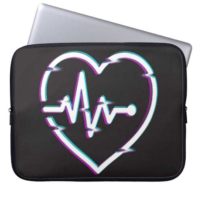 Herzschläfer Karo Neoprene Laptopschutzhülle (Vorderseite)