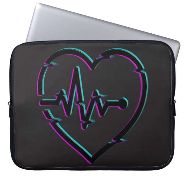 Herzschläfer Karo Neoprene Laptopschutzhülle (Vorderseite)