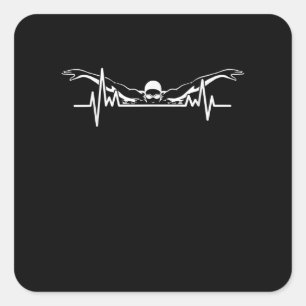 Herzschläfer Schwimmerteam Schwimmerinnen Girls Quadratischer Aufkleber