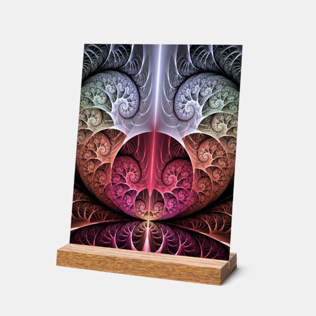 Herzschlag, Abstrakte surreale Fantasie Fraktal Ku Acrylschild (Winkel)