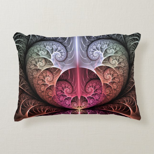 Herzschlag, Abstrakte surreale Fantasie Fraktal Ku Dekokissen (Vorderseite)