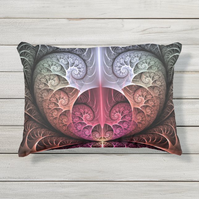 Herzschlag, Abstrakte surreale Fantasie Fraktal Ku Kissen Für Draußen (Vorderseite)