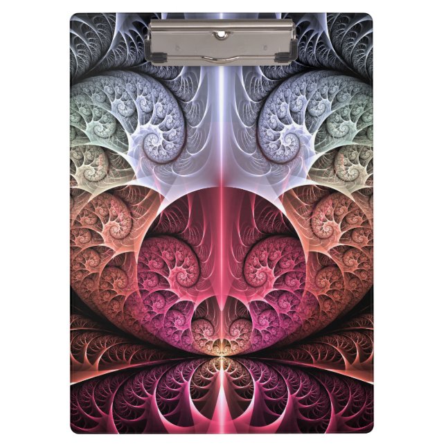 Herzschlag, Abstrakte surreale Fantasie Fraktal Ku Klemmbrett (Vorderseite)