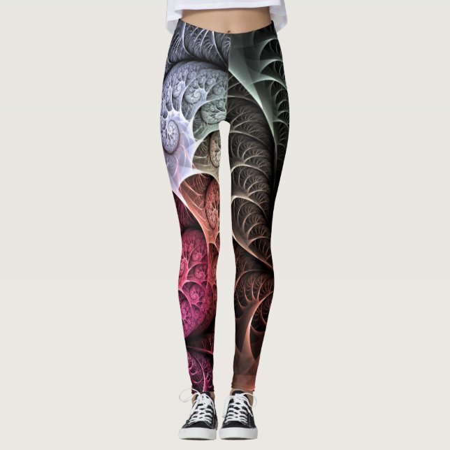 Herzschlag, Abstrakte surreale Fantasie Fraktal Ku Leggings (Vorderseite)