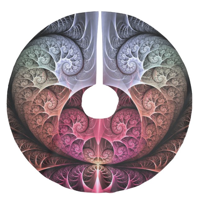 Herzschlag, Abstrakte surreale Fantasie Fraktal Ku Polyester Weihnachtsbaumdecke (Vorderseite)