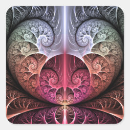 Herzschlag, Abstrakte surreale Fantasie Fraktal Ku Quadratischer Aufkleber