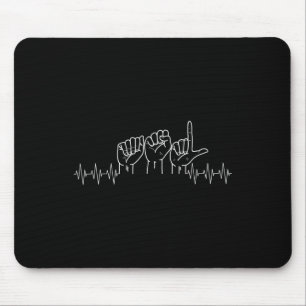 Herzschlag-Asl-Design für Asl-Liebhaber gehörloser Mousepad