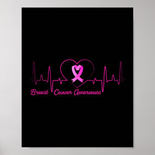 Herzschlag Brustkrebs Bewusstsein Pink Ribbon Poster