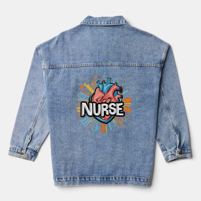 Herzschlag einer Krankenschwester Jeansjacke (Rückseite)