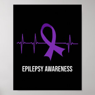 Herzschlag-Ekg-Design Epilepsie-Bewusstsein Poster