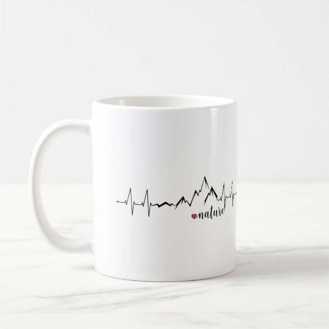 Herzschlag EKG Liebe zu Bergen und Natur Kaffeetasse (Links)