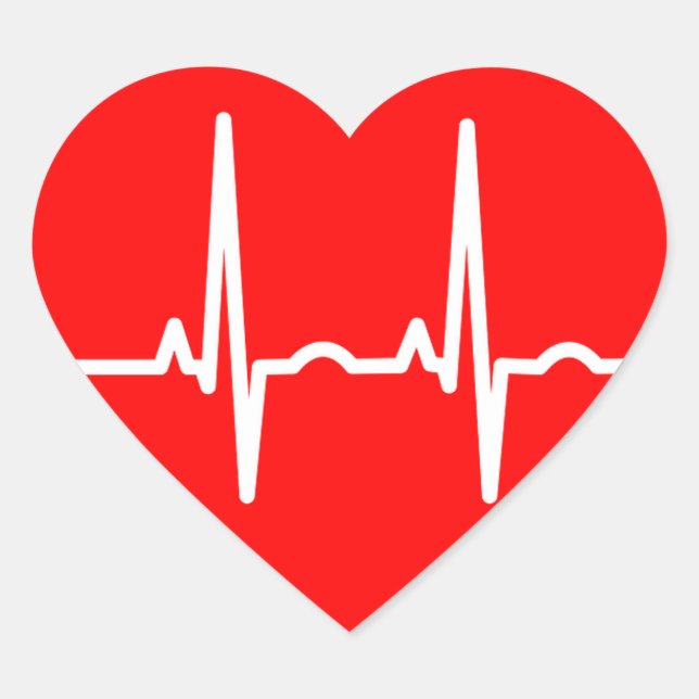 Herzschlag Herz-Aufkleber (Vorderseite)