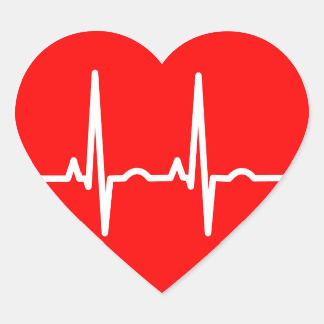 Herzschlag Herz-Aufkleber (Vorderseite)