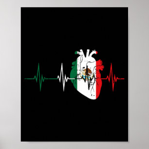 Herzschlag Herz Mexiko Flagge Liebe Mexikanische M Poster