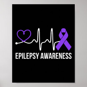 Herzschlag Herzepilepsie Awareness Epileptic Purpt Poster