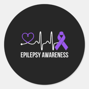 Herzschlag Herzepilepsie Awareness Epileptic Purpt Runder Aufkleber