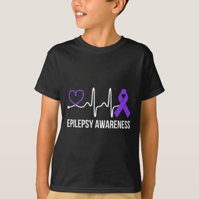 Herzschlag Herzepilepsie Awareness Epileptic Purpt T-Shirt (Vorderseite)