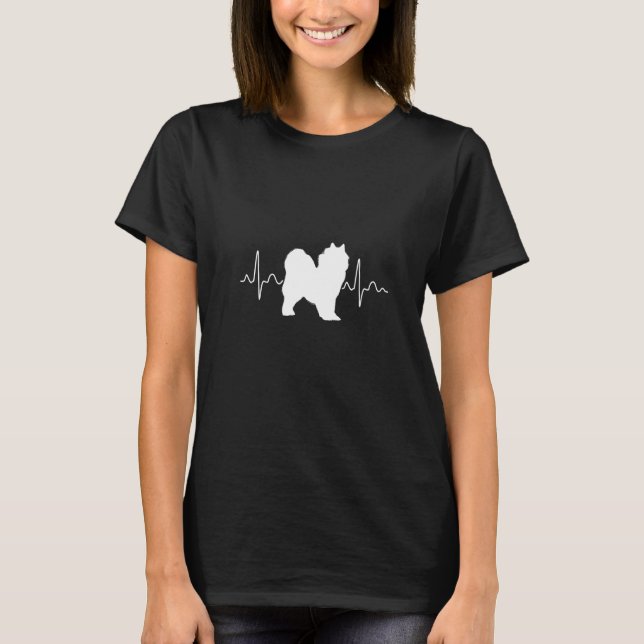Herzschlag Hund Samoyed Premium T-Shirt (Vorderseite)
