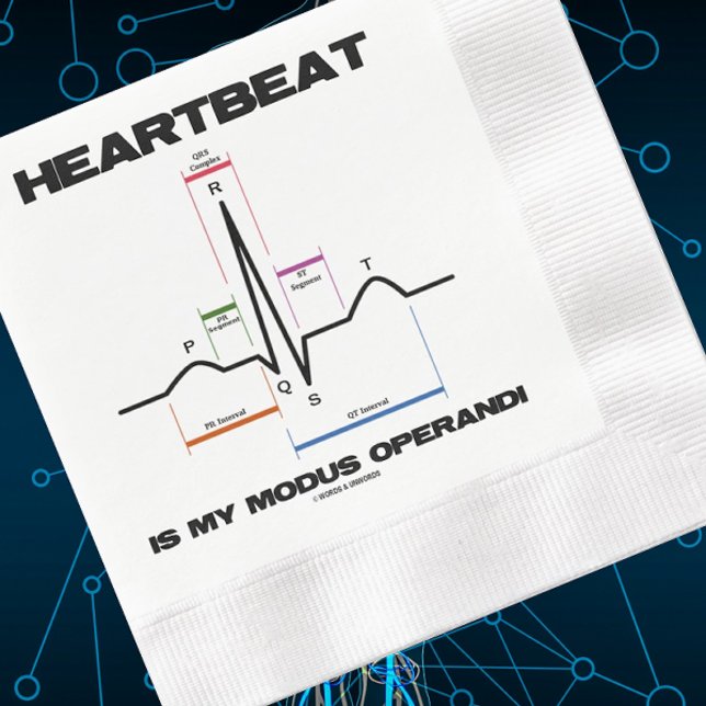 Herzschlag ist mein Modus Operandi Sinus Rhythmus Serviette (Paper napkin for any event featuring normal sinus rhythm + saying "Heartbeat Is My Modus Operandi")