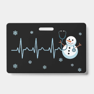 Herzschlag Krankenschwester Schneemann Weihnachten Ausweis