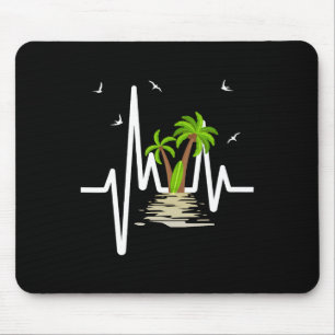 Herzschlag mit tropischen Palmen Strandinsel So Mousepad