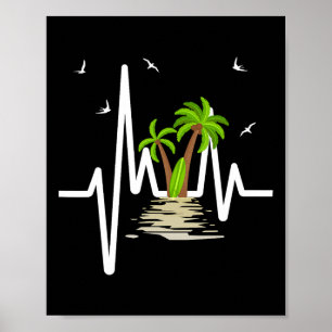 Herzschlag mit tropischen Palmen Strandinsel So Poster