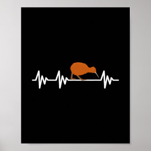Herzschlag Neuseeland-Flagge Kiwi-Vogel Reise Urla Poster