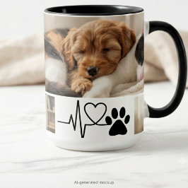 Herzschlag-Pfotenabdruck-Rettungshund-Mama Zweifarbige Tasse