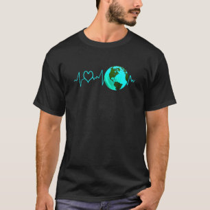 Herzschlag Recycelnd Klimawandel Aktivismus Erde T-Shirt