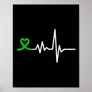 Herzschlag Ribbon psychische Gesundheit Bewusstsei Poster