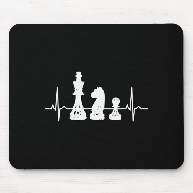 Herzschlag-Schach - König-Springer-Bauer-Schachfig Mousepad (Vorne)