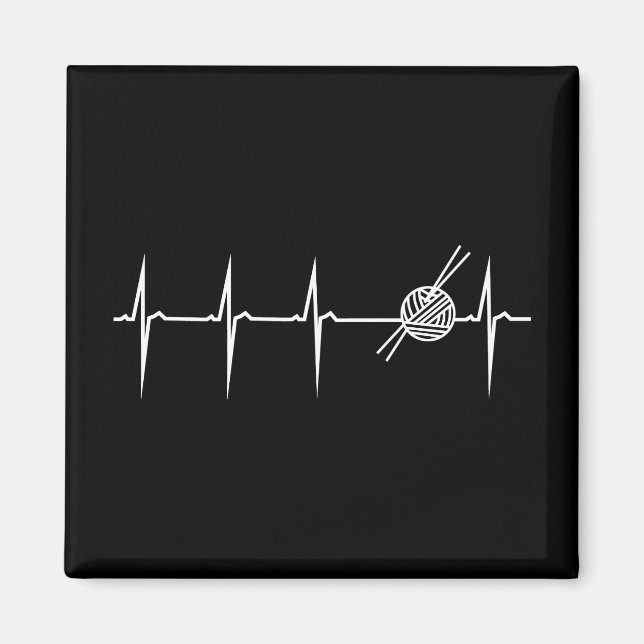 Herzschlag Stricken Magnet (Vorne)