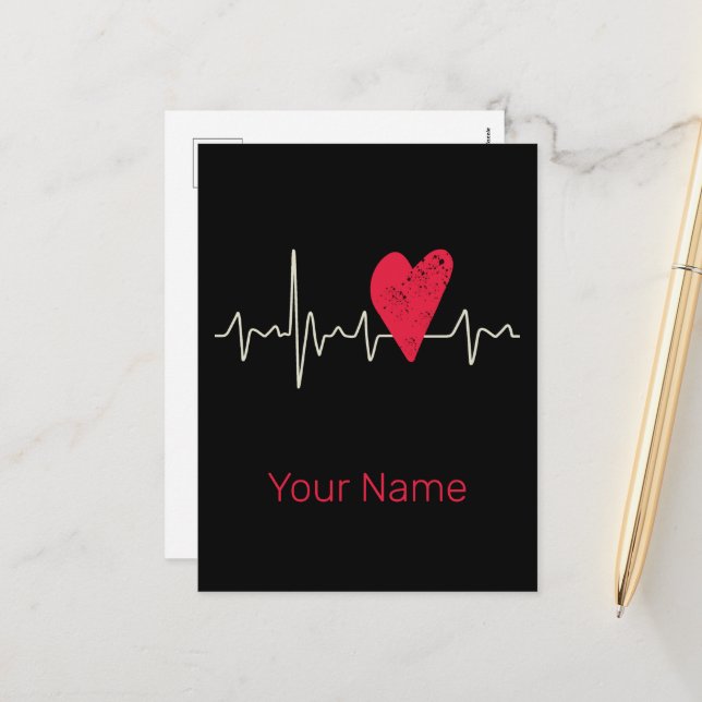 Herzschlag Valentinstag oder Muttertag Feiertagspostkarte (Vorderseite/Rückseite Beispiel)