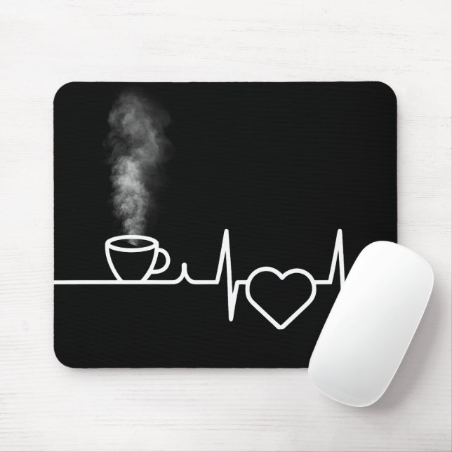 Herzschlagmuster mit Dampfkaffee Mousepad (Mit Mouse)