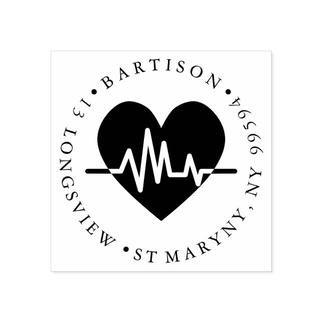 Herzschlagschwester ROUND RÜCKSENDEADRESSE Gummistempel (Prägung)