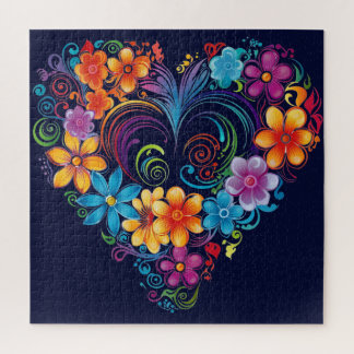 Herzschlange Dunkles blaues Puzzle